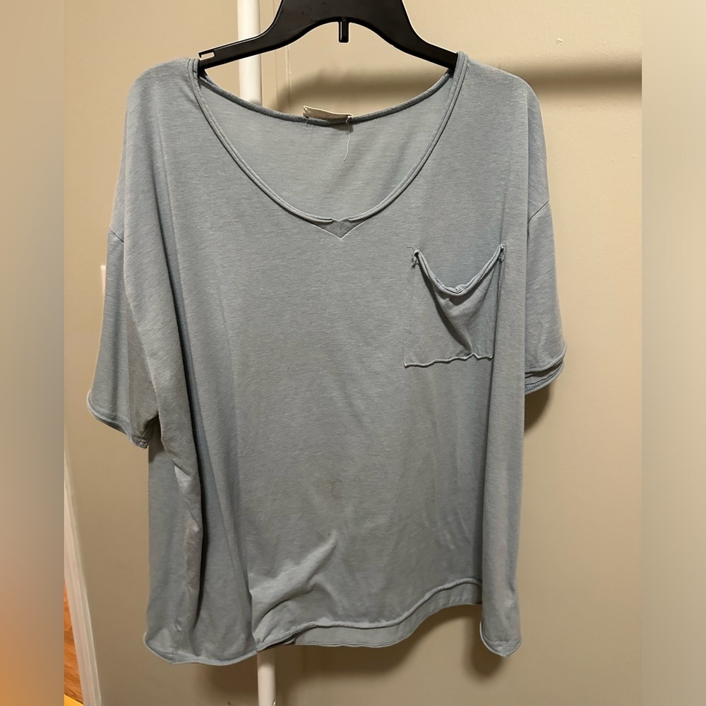 Dusty Blue Oversized Short Sleeve Top size medium